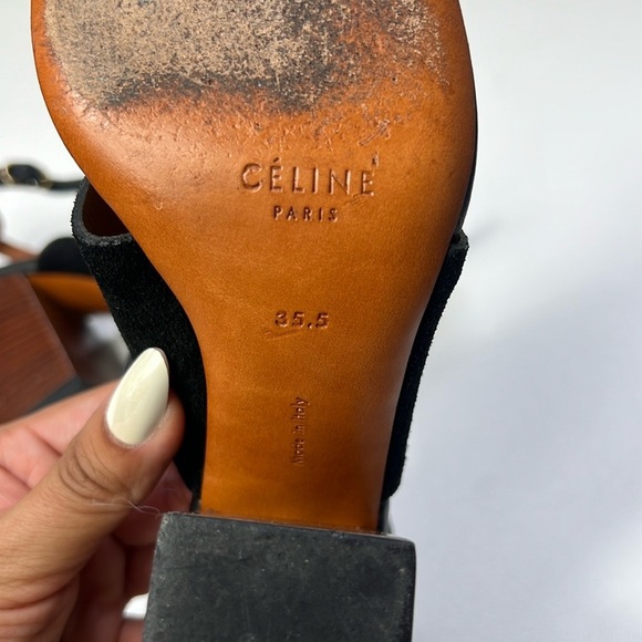 Celine Crosta Black Calf 35.5 T Strap Sandals Original - Picture 7 of 9